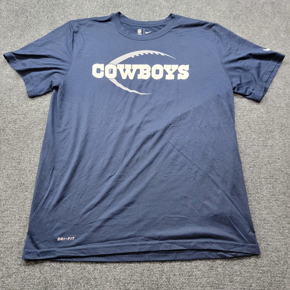 Nike Dallas Cowboys Mens Large Navy Blue Dri-FIT NFL Team Apparel T-Shirt 841118